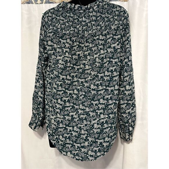 Great Condition Maeve Anthropologie Emory Tiger Teal (green) & Cream Button Up B - Picture 3 of 6